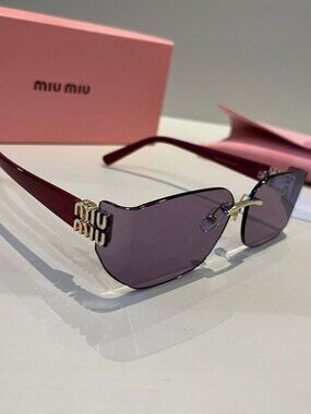 Miu Miu Plum Rimless Sunglasses with Winc Tomplos